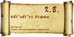 Kővári Bianka névjegykártya